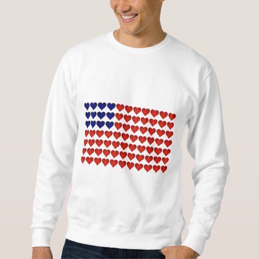 Sweatshirt Drapeau américain fait de coeurs (Devant)