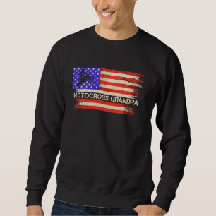 Sweatshirt Drapeau Américain Fier Motocross Dirt Bike Grandpa
