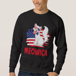 Sweatshirt Drapeau américain Flying Glass Chat Face Joyeux 4 