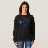 Sweatshirt Drapeau américain Heifer Usa Vache Femme Blanc Rou (Devant entier)