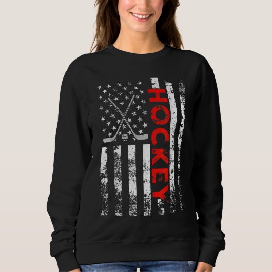 Sweatshirt Drapeau américain Hockey USA Patriotic Cadeau (Devant)