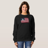 Sweatshirt Drapeau américain Husky Dog drôle 4 juillet Chien  (Devant entier)