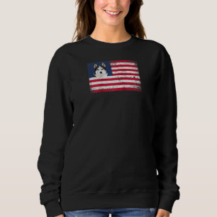 Sweatshirt Drapeau américain Husky Dog drôle 4 juillet Chien