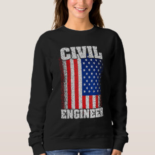 Sweatshirt Drapeau Américain Ingénieur Civil Usa Patriot Homm
