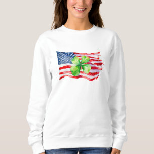 Sweatshirt Drapeau américain irlandais fier trèfle à quatre f