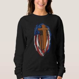 Sweatshirt Drapeau Américain Jésus Croix Religieux États-Unis