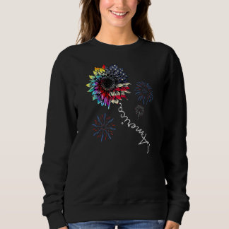 Sweatshirt Drapeau américain Leopard Tournesol Rouge Blanc Bl