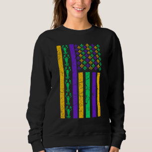 Sweatshirt Drapeau américain Mardi Gras Costume Mardi Gras Cr