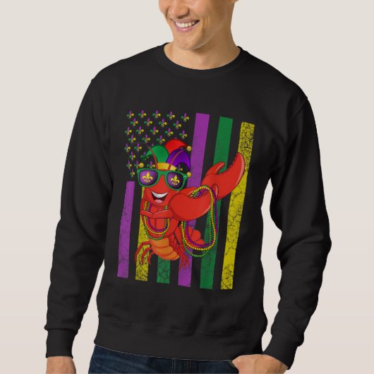 Sweatshirt Drapeau américain Mardi Gras Crawfish Dabing (Devant)