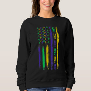 Sweatshirt Drapeau Américain Mardi Gras - Mardi Gras Crawfish