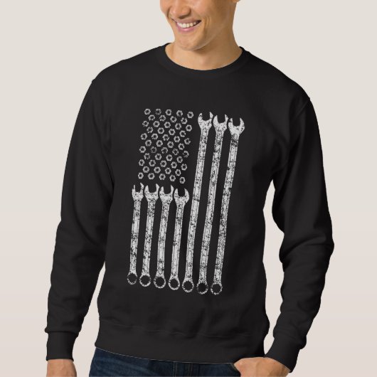 Sweatshirt Drapeau américain Mécanicien Wrench Cadeaux Mens f (Devant)