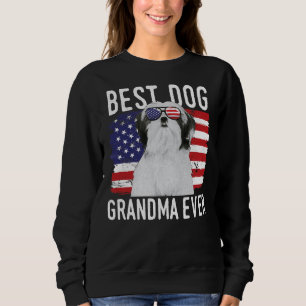 Sweatshirt Drapeau américain Meilleur chien grand-mère jamais