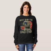 Sweatshirt Drapeau américain Meilleur Chih Tzu Papa Jamais Ch (Devant entier)