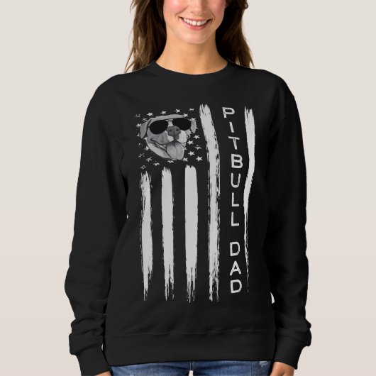 Sweatshirt Drapeau américain Meilleur Pitbull Papa Funny Pit (Devant)