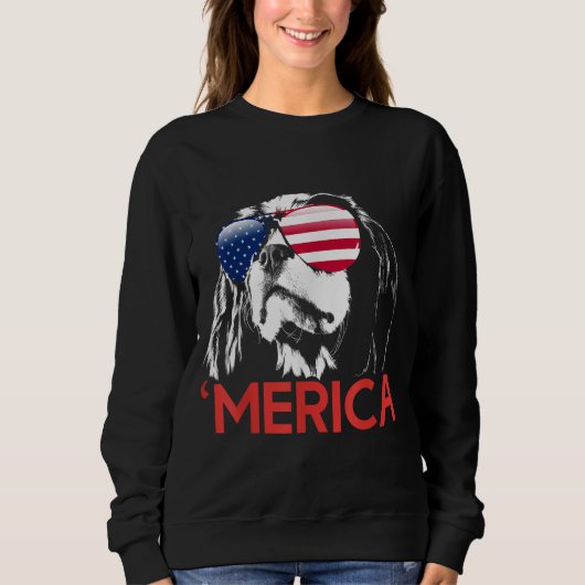 Sweatshirt Drapeau américain Merica Cavalier King Charles Esp (Devant)