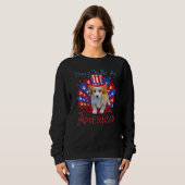 Sweatshirt Drapeau américain mignon Shih Poo 4 juillet heureu (Devant entier)