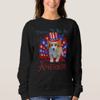 Sweatshirt Drapeau américain mignon Shih Poo 4 juillet heureu