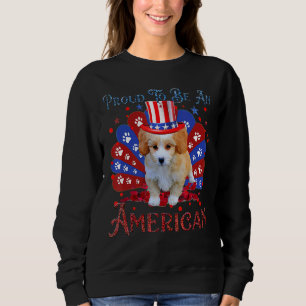 Sweatshirt Drapeau américain mignon Shih Poo 4 juillet heureu