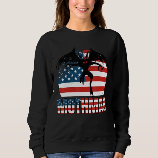 Sweatshirt Drapeau américain Mothman Cryptid 4 juillet (Devant)