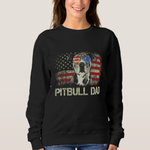 Sweatshirt Drapeau américain patriotique Meilleur papa Pitbul