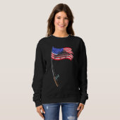 Sweatshirt Drapeau américain Pêche Pole Walleye Pêcheur Cool (Devant entier)
