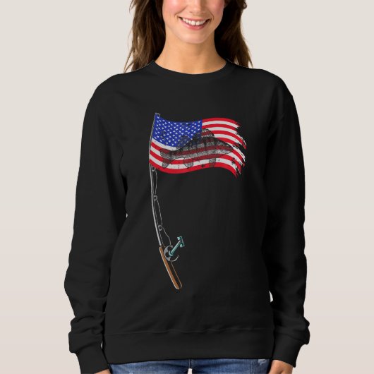 Sweatshirt Drapeau américain Pêche Pole Walleye Pêcheur Cool (Devant)