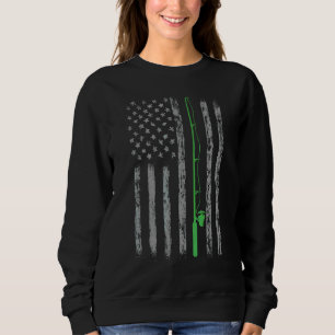 Sweatshirt Drapeau américain Pêche Poteau Vert Vintage