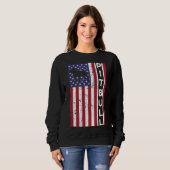 Sweatshirt Drapeau américain Pitbull Dog Us (Devant entier)