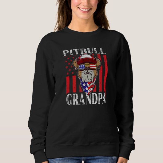 Sweatshirt Drapeau américain Pitbull Grandpa Usa (Devant)