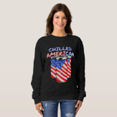 Sweatshirt Drapeau américain réfrigéré Cold Beer 4 juillet (Devant entier)