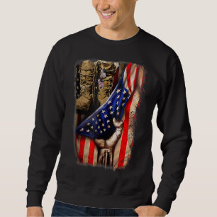 Sweatshirt Drapeau américain rétro vieilles bottes de combat