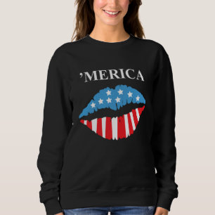 Sweatshirt Drapeau américain rouge à lèvres 4 juillet C