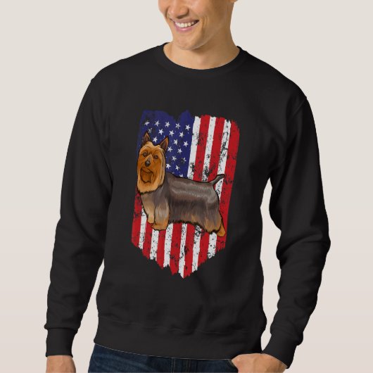 Sweatshirt Drapeau américain Silky Terrier 4 juillet Usa (Devant)
