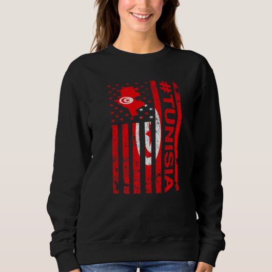 Sweatshirt Drapeau Américain Tunisien Usa Pride (Devant)