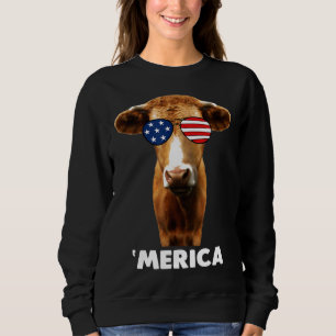 Sweatshirt Drapeau américain Vache patriotique américaine
