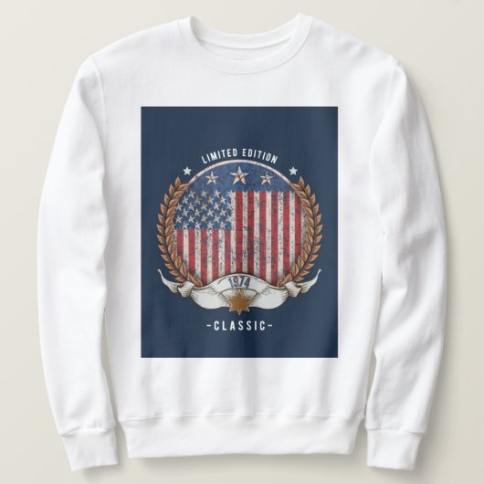 Sweatshirt Drapeau américain vintage 1974 (Design devant)