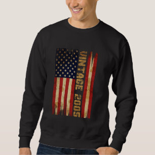 Sweatshirt Drapeau américain vintage 2005 20 ans 20e annivers