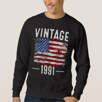 Sweatshirt Drapeau américain Vintage 31e anniversaire 1991