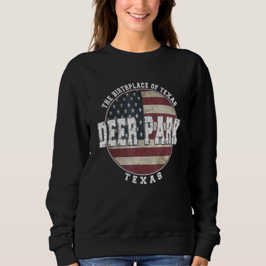 Sweatshirt Drapeau américain Vintage de Deer Park (Devant)