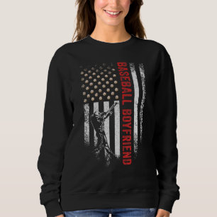 Sweatshirt Drapeau américain vintage fier petit ami de baseba