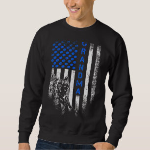 Sweatshirt Drapeau Américain vintage Fière Hockey Grandma Sil