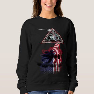 Sweatshirt Drapeau américain vintage rétro prisme Cerbère