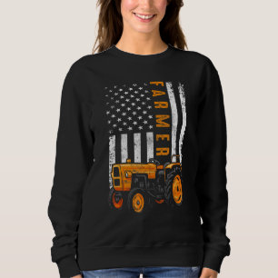 Sweatshirt Drapeau Américain Vintage Tracteur Agriculteur É