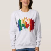 Sweatshirt Drapeau arc-en-ciel canadien Feuille d'érable LGTB (Devant)
