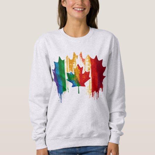 Sweatshirt Drapeau arc-en-ciel canadien Feuille d'érable LGTB (Devant)