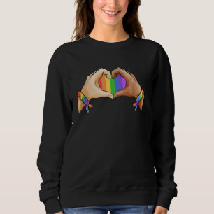 Sweatshirt drapeau arc-en-ciel lgbtq cœur de la main fierté g