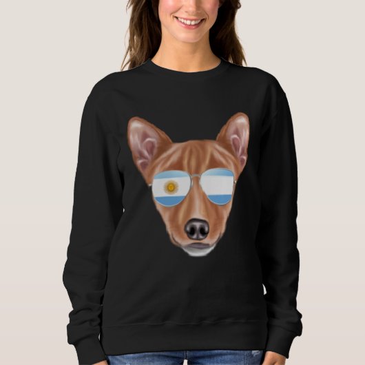 Sweatshirt Drapeau Argentin Basenji Dog Argentine Pochette (Devant)