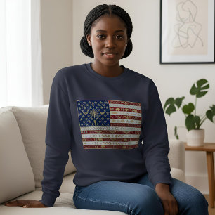 Sweatshirt Drapeau Art Déco du patrimoine États-Unis Anné