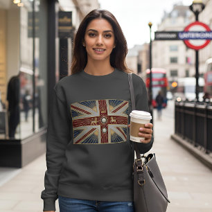 Sweatshirt Drapeau Art Déco du patrimoine Royaume-Uni Vin