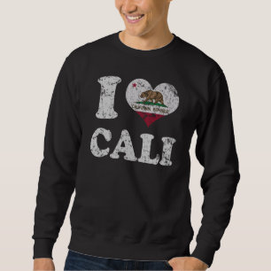 Sweatshirt Drapeau Cali de la Californie du coeur I